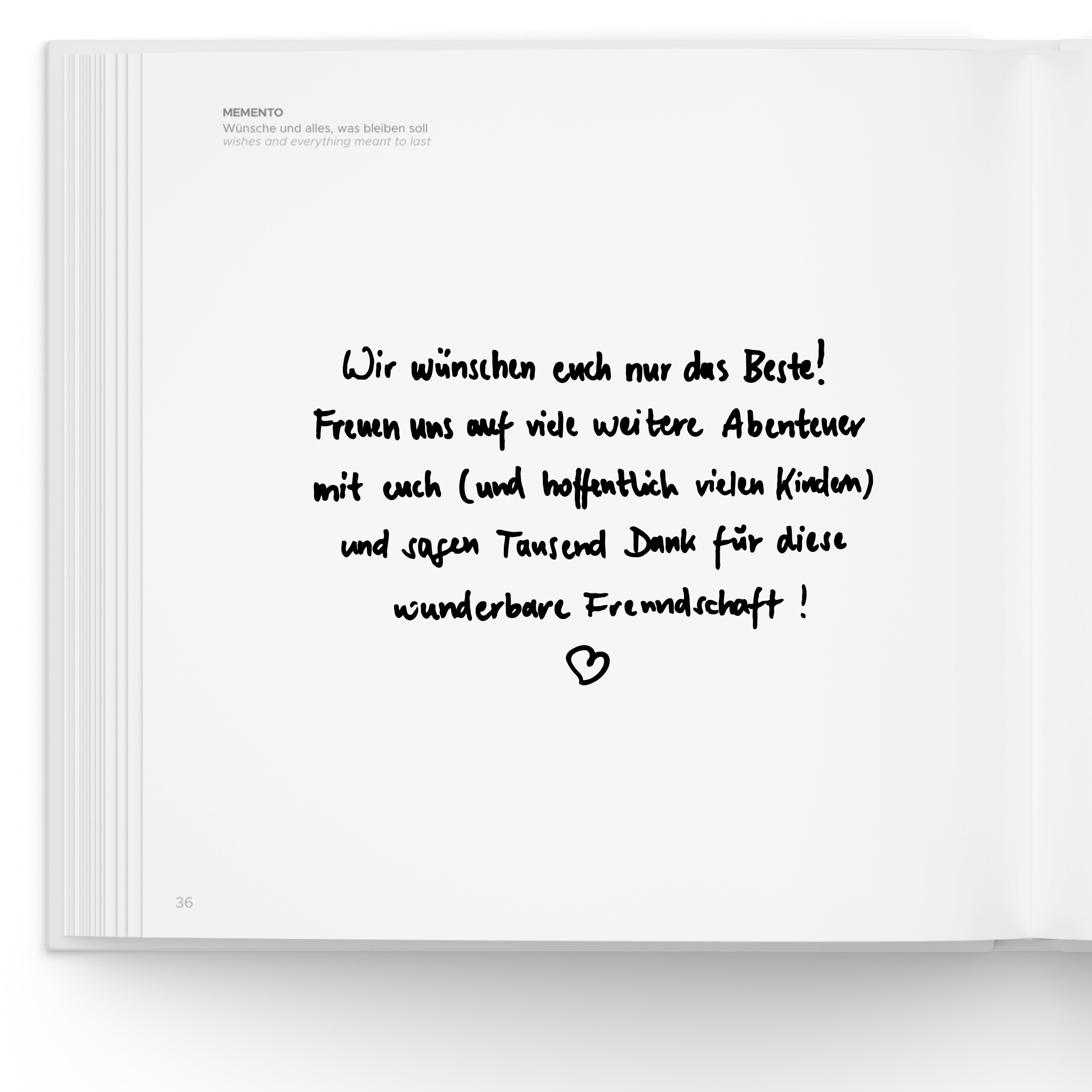 MEMENTO Gästebuch – freie Seite mit Wünschen